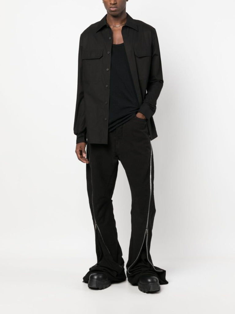 Black Pointed-collar Cotton Shirt