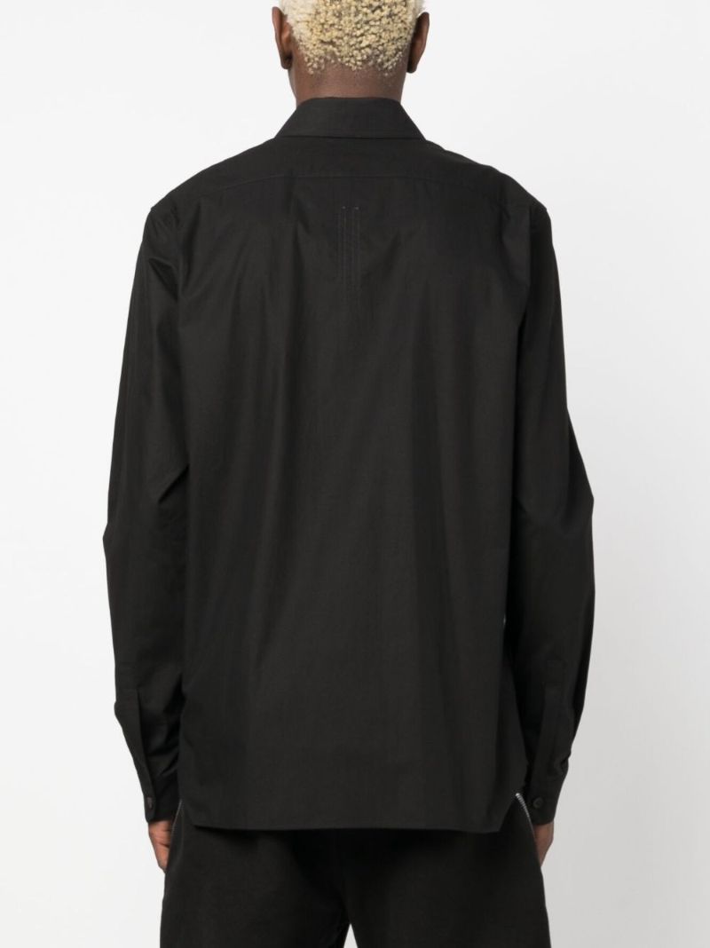 Black Pointed-collar Cotton Shirt