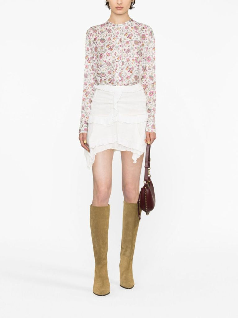 White Floral Print Shirt