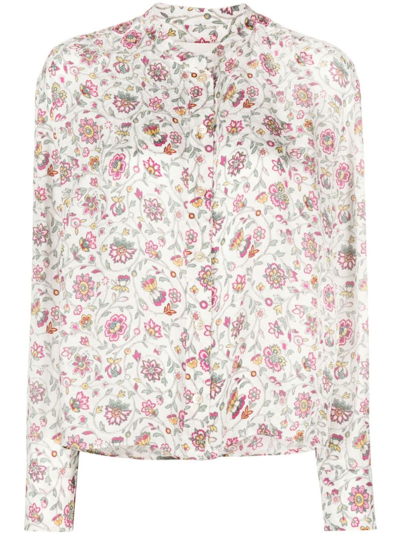 White Floral Print Shirt