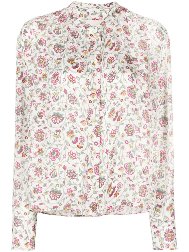 White Floral Print Shirt
