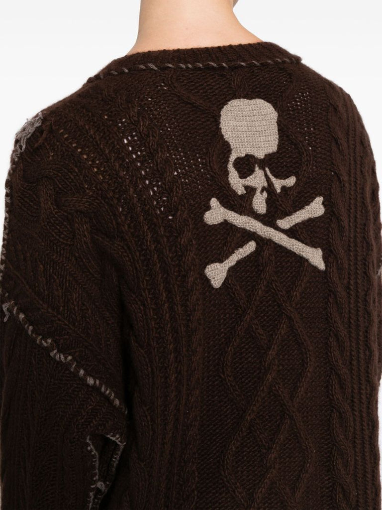 Black Skull Cable-knit Cashmere Cardigan