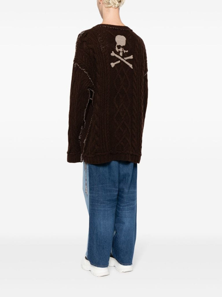Black Skull Cable-knit Cashmere Cardigan