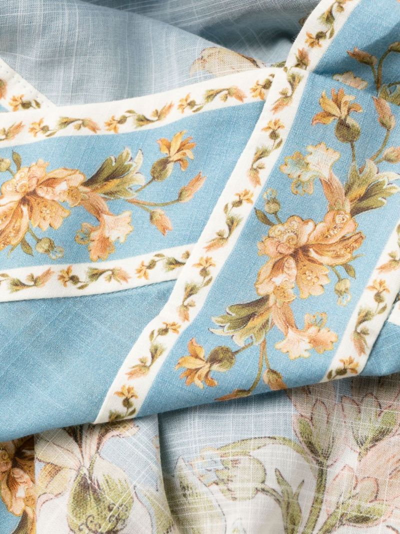 Blue Chintz Floral-print Wrap Dress