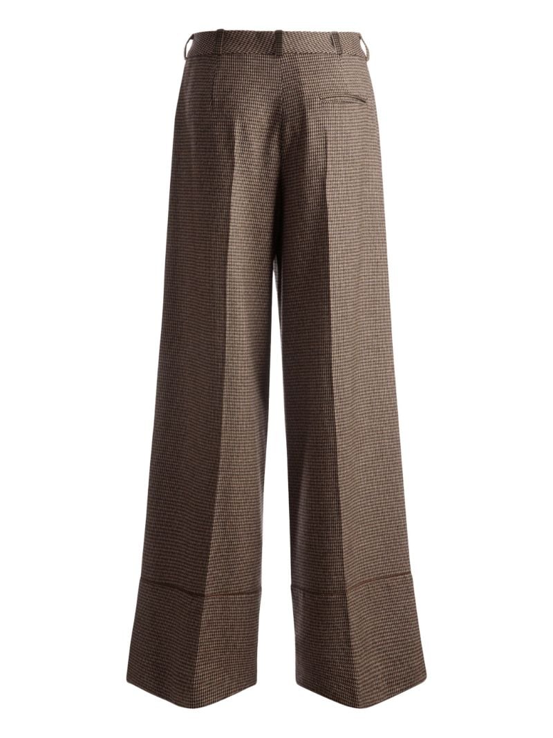 Brown Houndstooth-pattern Wool Trousers