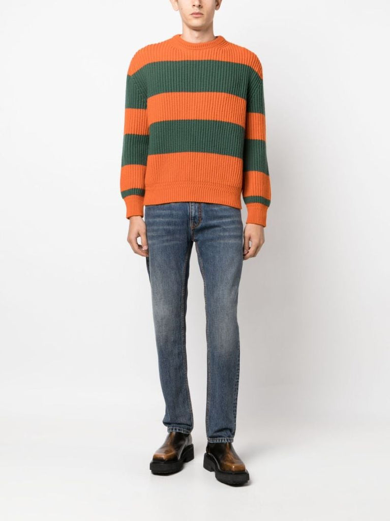 Orange Striped Wool Sweater