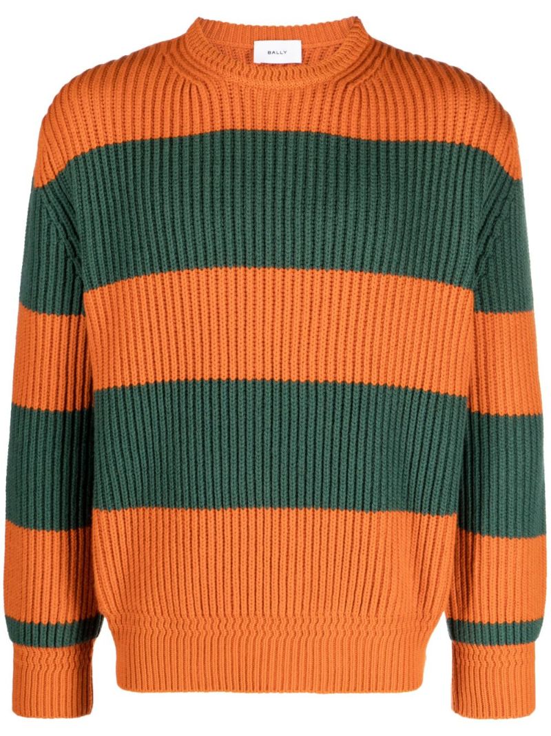 Orange Striped Wool Sweater
