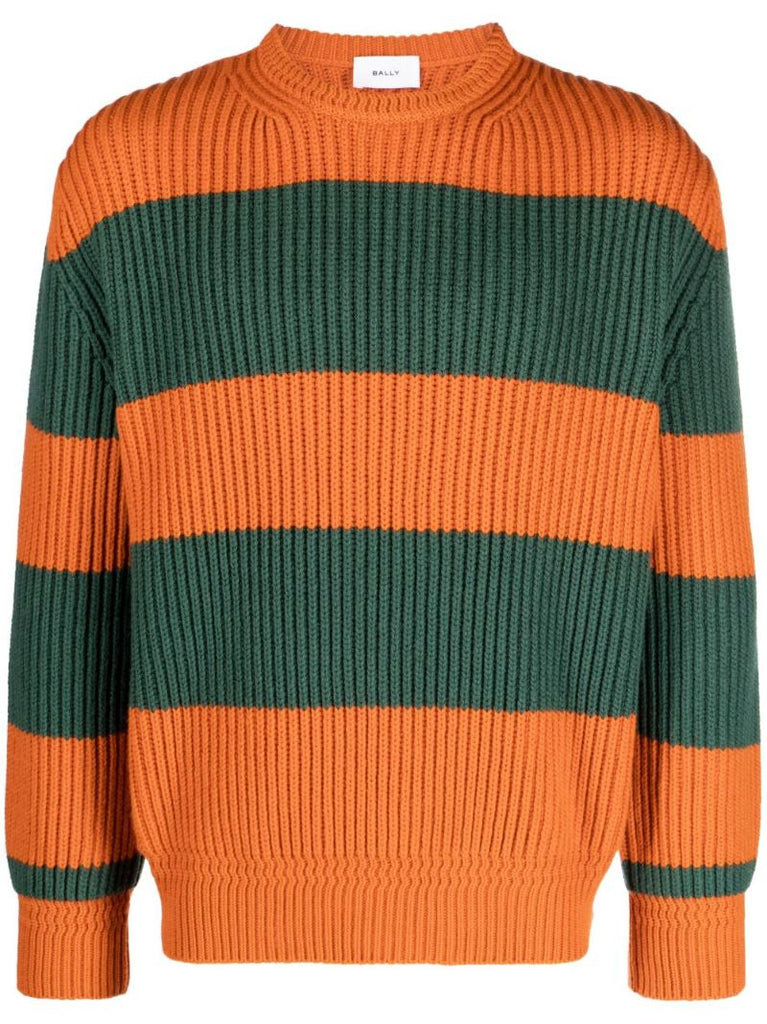 Orange Striped Wool Sweater
