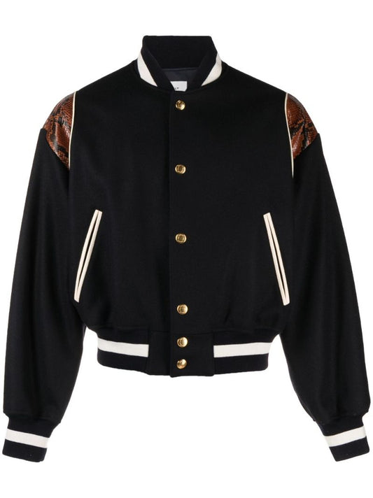 Blue Panelled Bomber Jacket