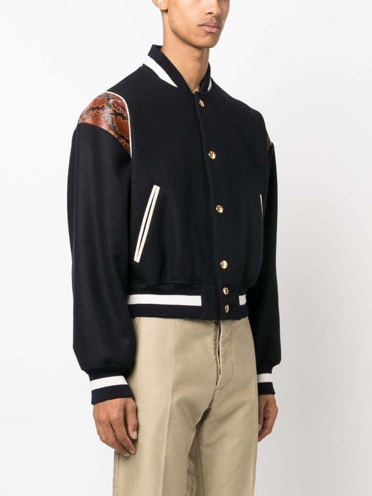Blue Panelled Bomber Jacket