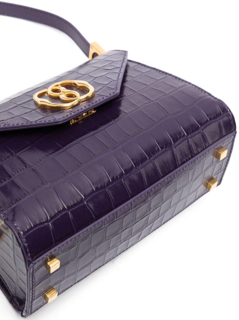 Purple Emblem Top Handle Bag