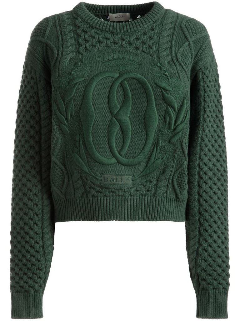 Green Logo-embroidered Wool Sweater
