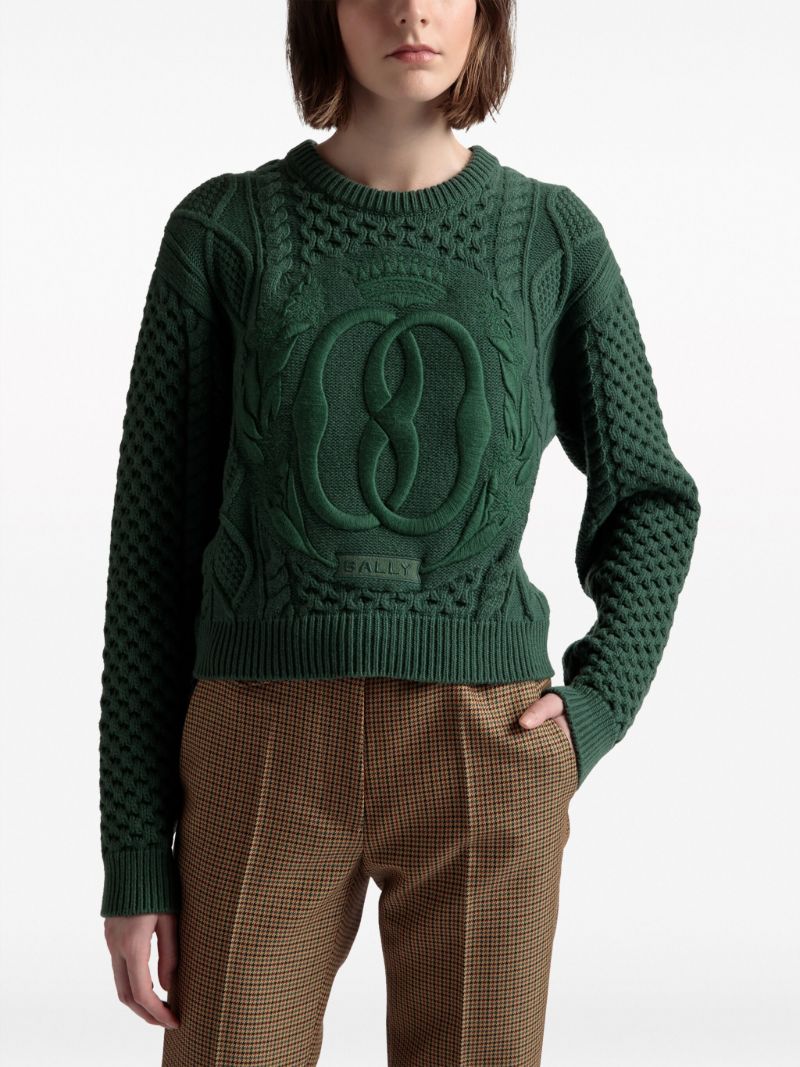 Green Logo-embroidered Wool Sweater