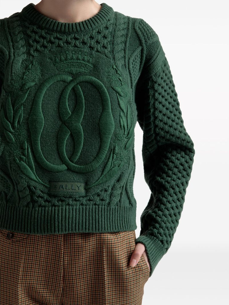 Green Logo-embroidered Wool Sweater