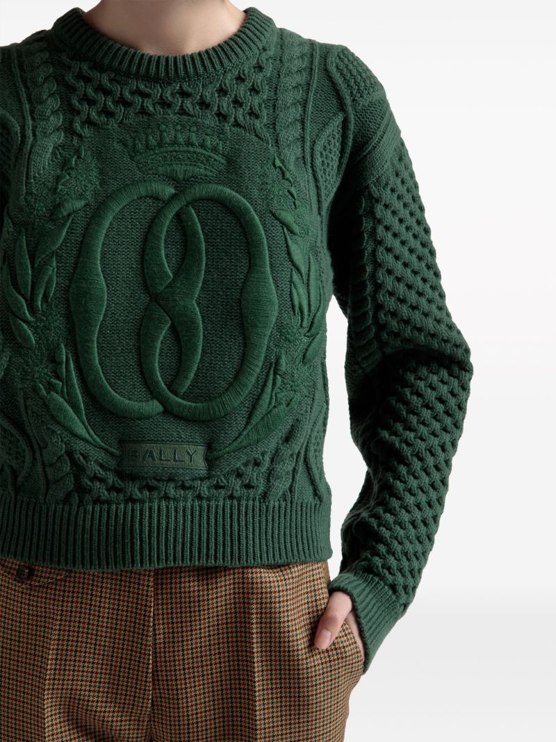 Green Logo-embroidered Wool Sweater