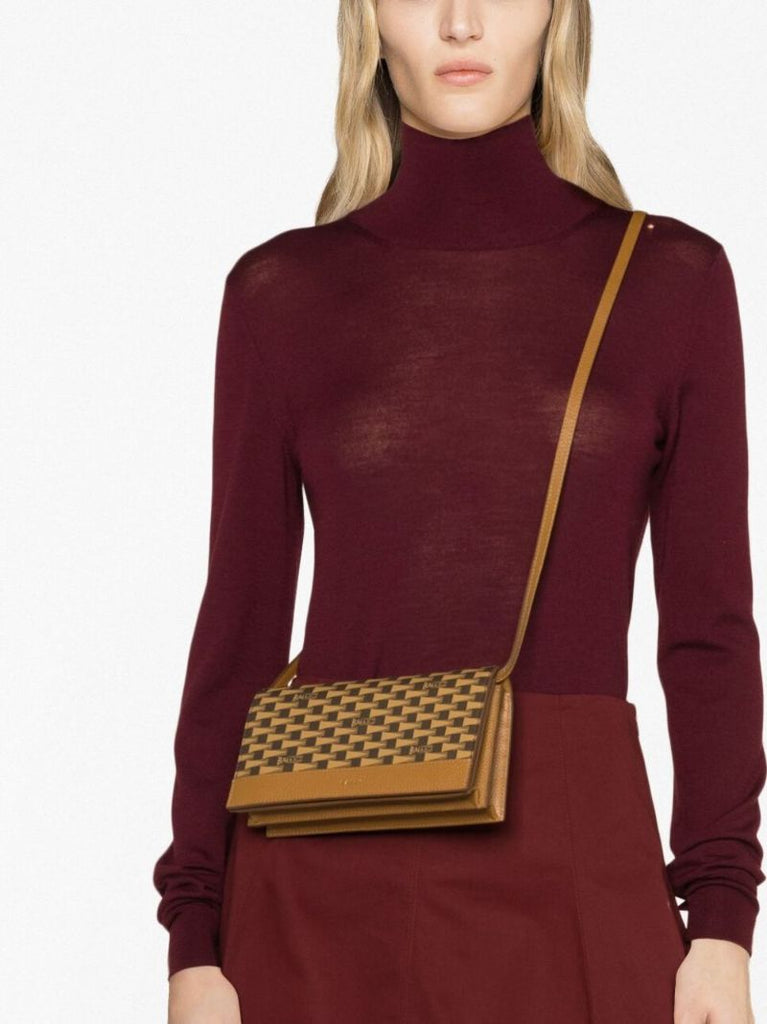 Brown Logo Print Crossbody Bag