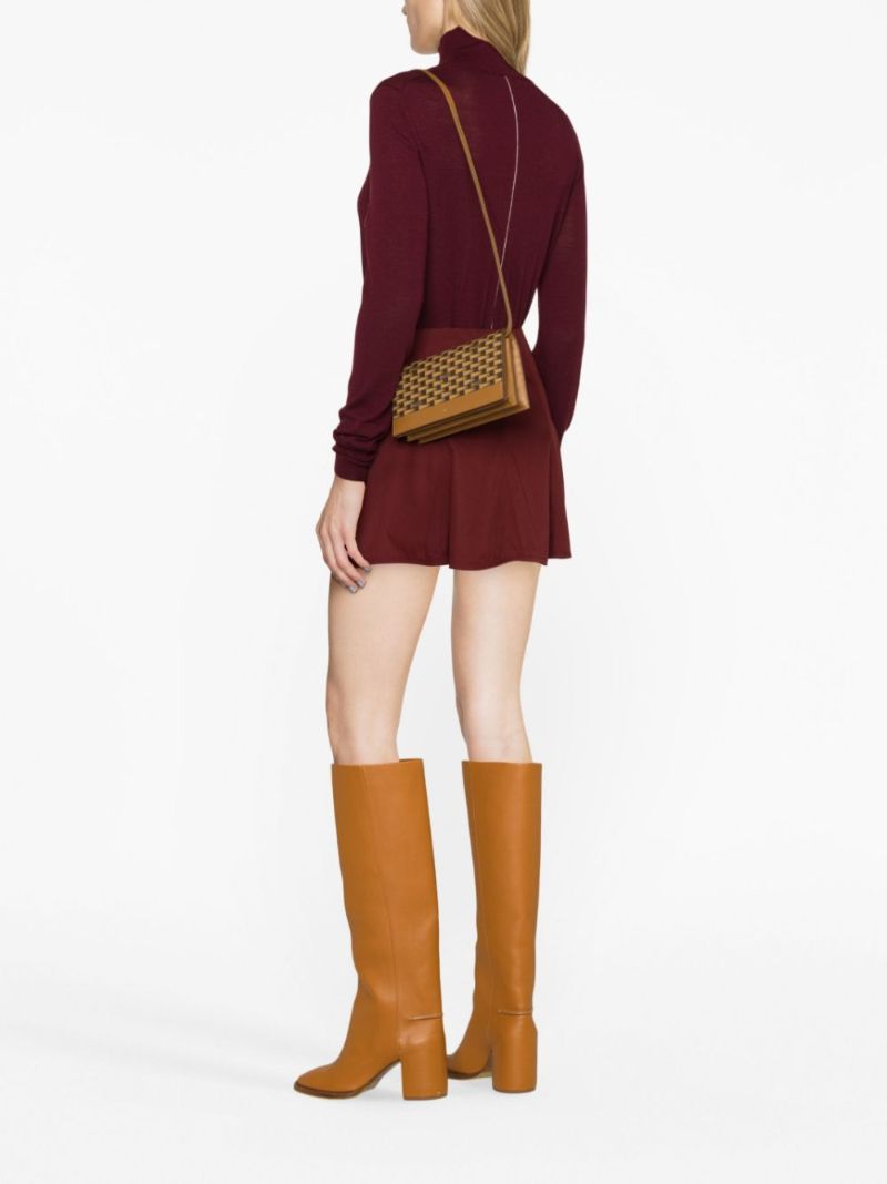 Brown Logo Print Crossbody Bag