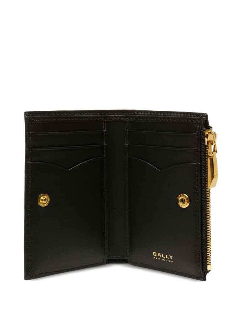 Black Emblem-plaque Leather Wallet