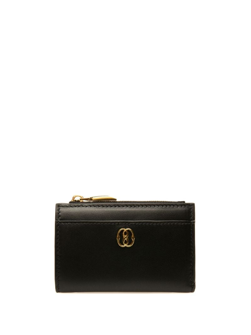 Black Emblem-plaque Leather Wallet