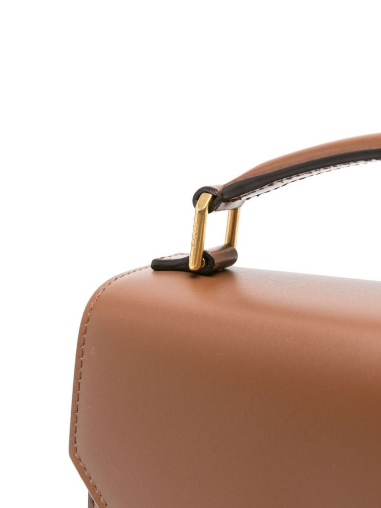 Brown Emblem Leather Shoulder Bag