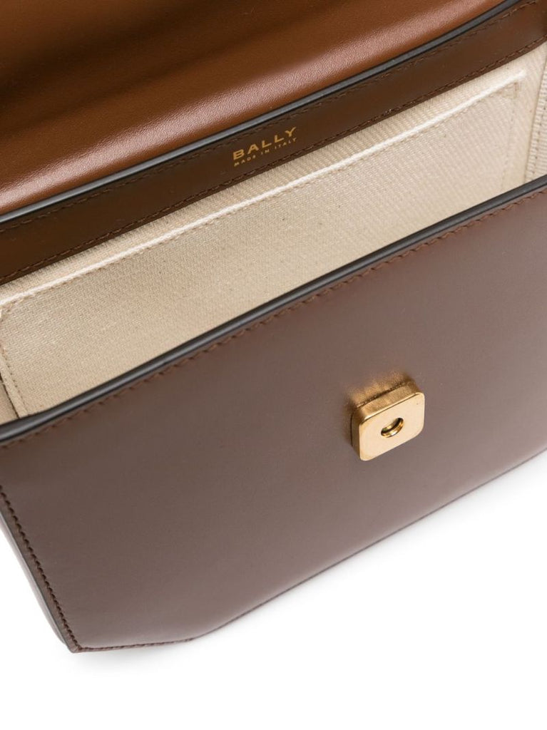 Brown Emblem Leather Shoulder Bag