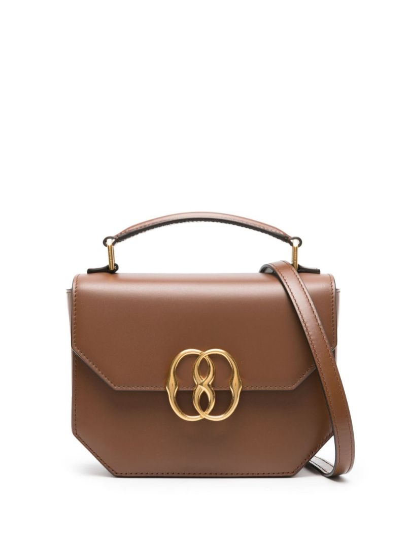 Brown Emblem Leather Shoulder Bag