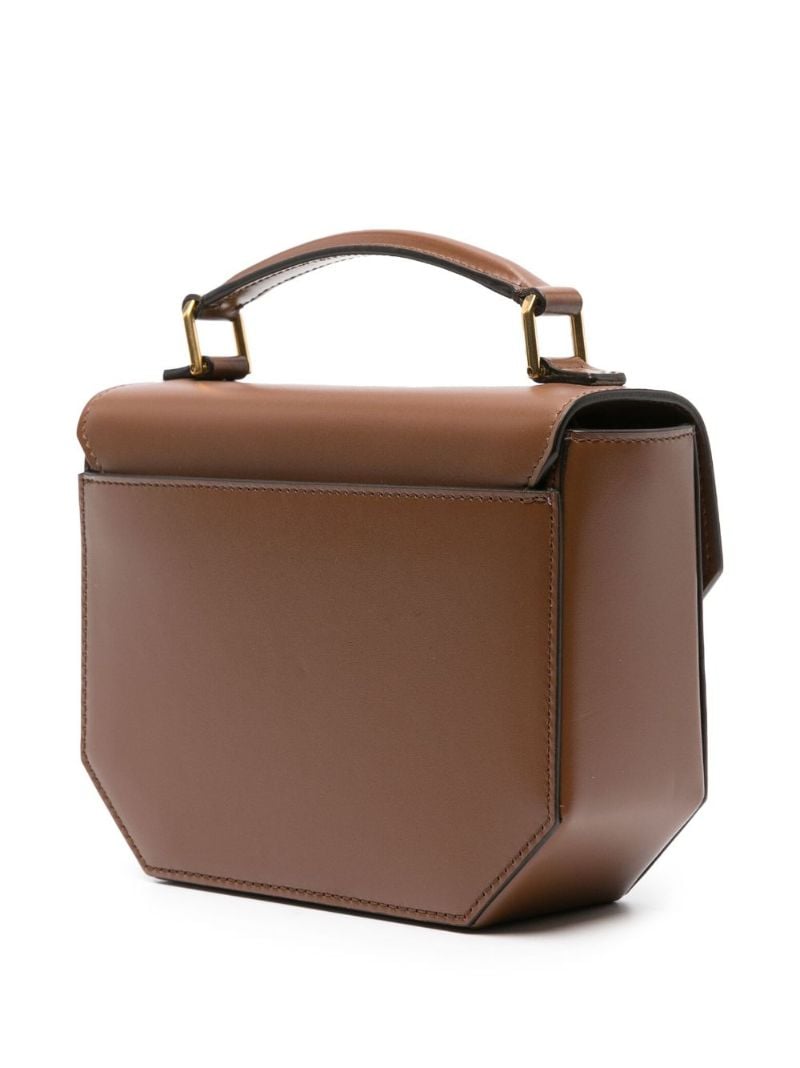 Brown Emblem Leather Shoulder Bag