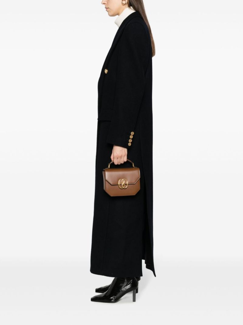 Brown Emblem Leather Shoulder Bag
