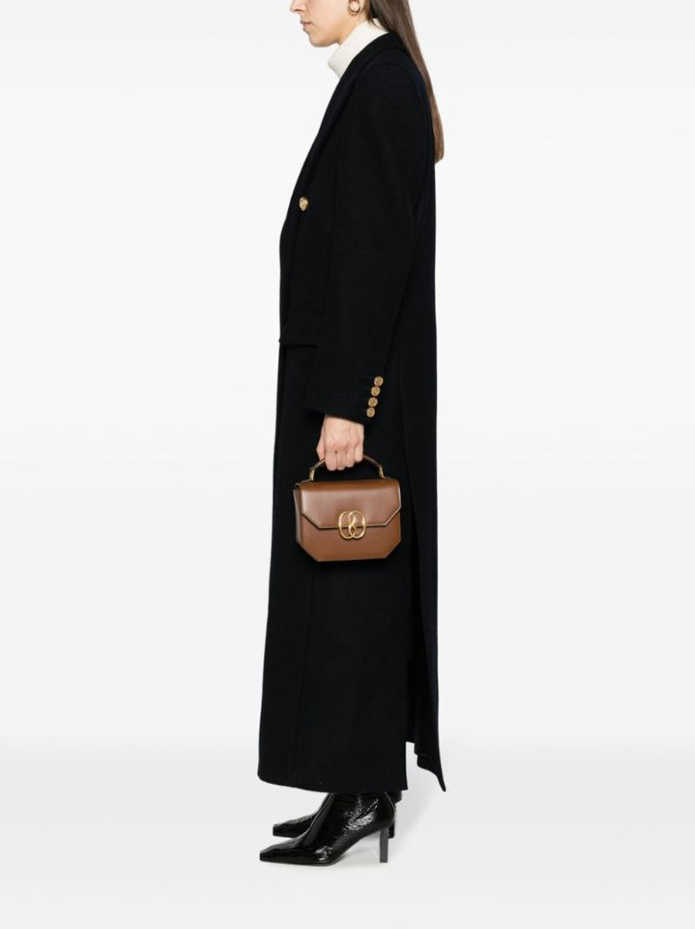 Brown Emblem Leather Shoulder Bag