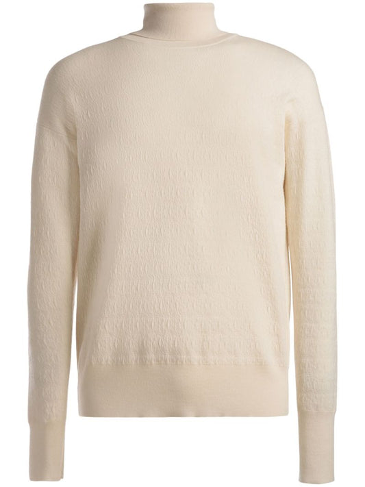 Neutral Monogram-jacquard Wool Sweater