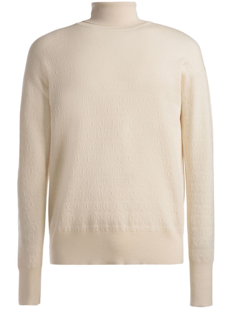 Neutral Monogram-jacquard Wool Sweater