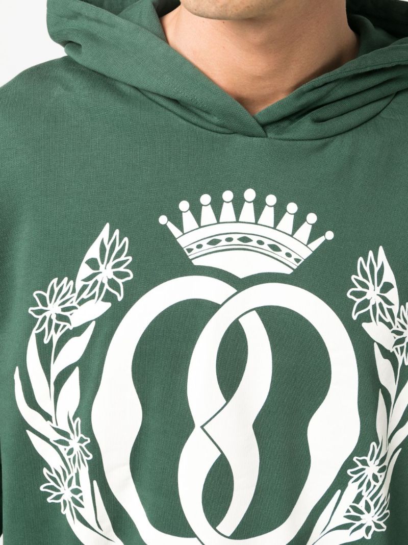 Green Logo Print Cotton Hoodie