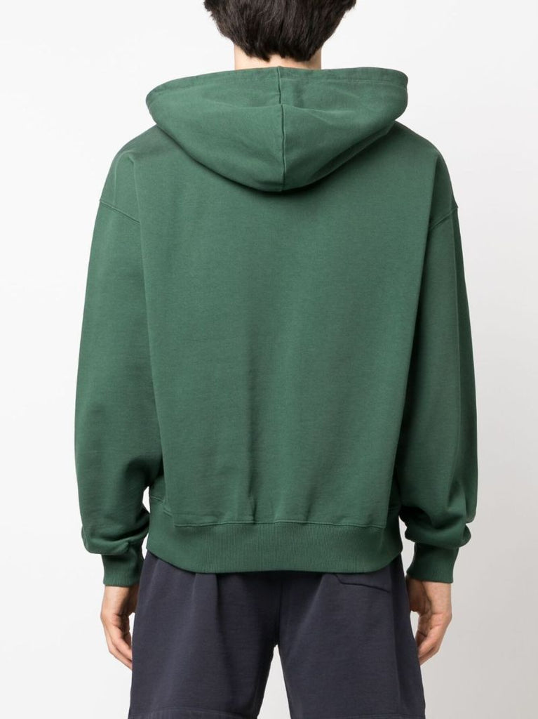 Green Logo Print Cotton Hoodie