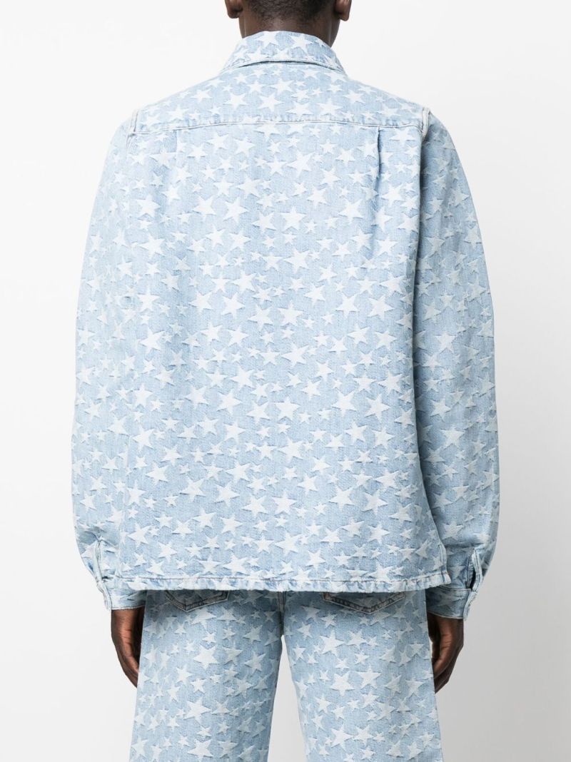Blue Star Print Denim Shirt