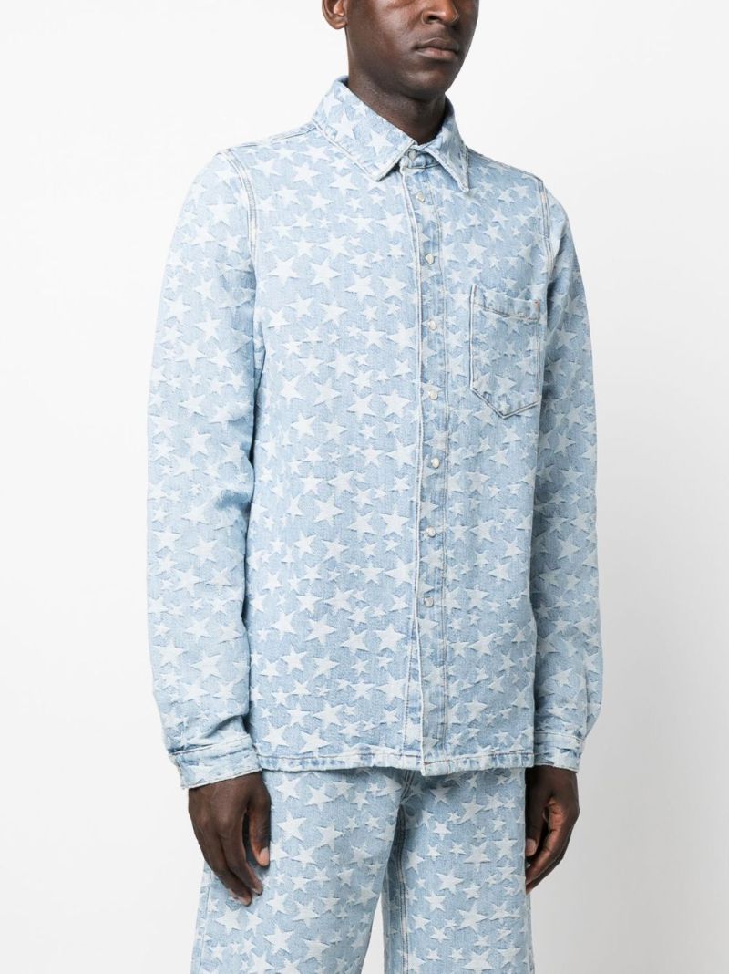 Blue Star Print Denim Shirt