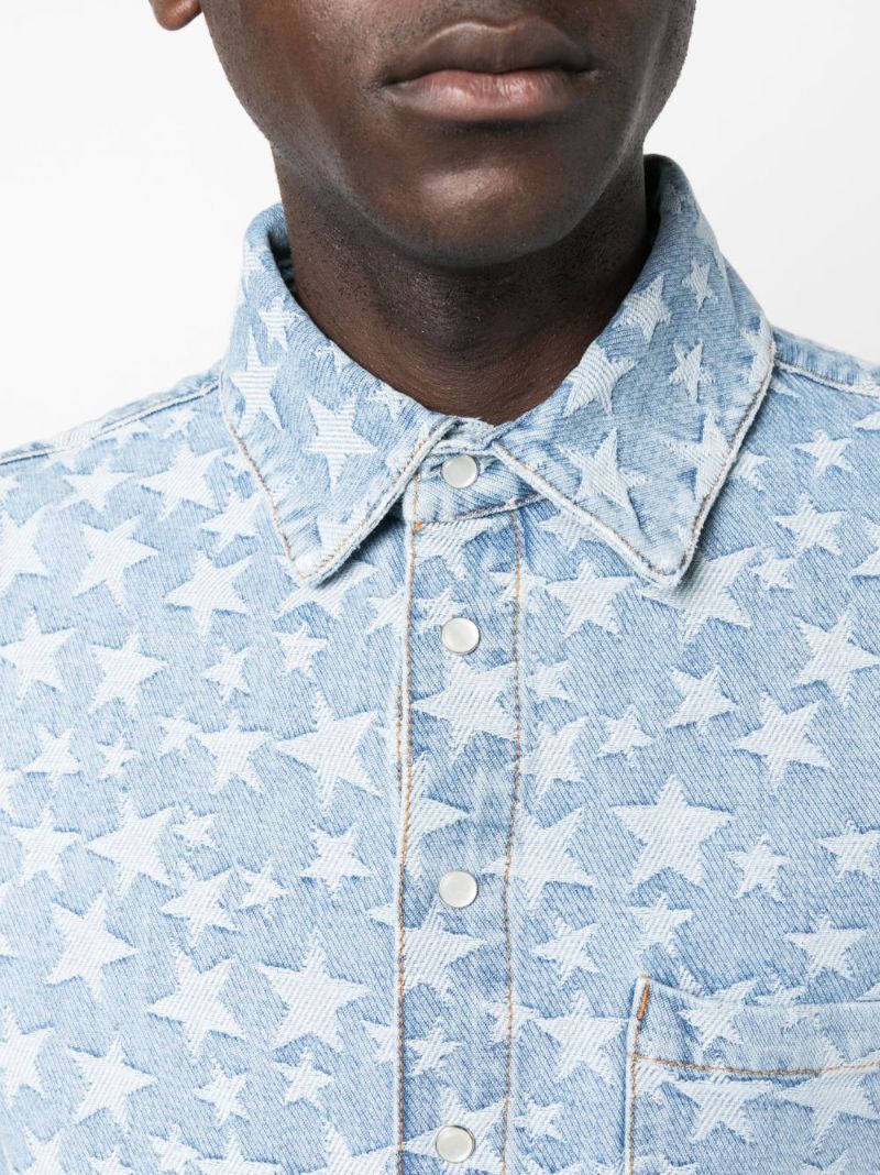 Blue Star Print Denim Shirt