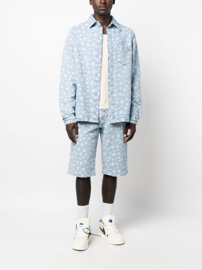 Blue Star Print Denim Shirt