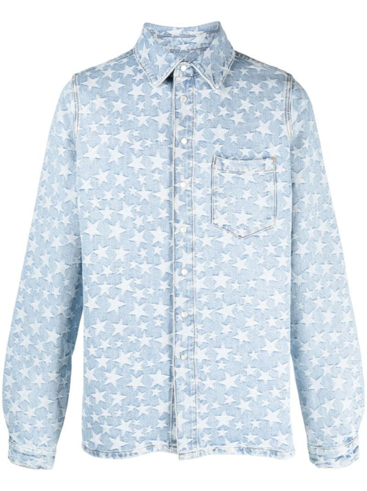 Blue Star Print Denim Shirt