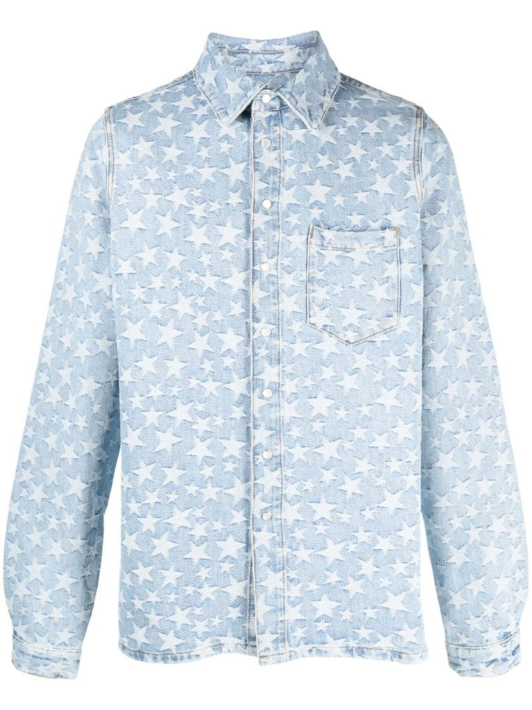 Blue Star Print Denim Shirt