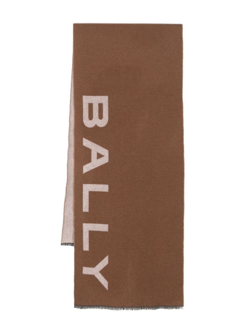 Brown Logo-intarsia Wool-blend Scarf