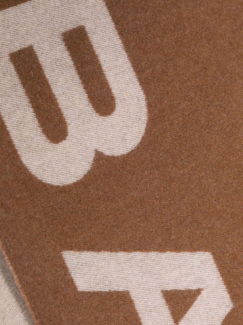 Brown Logo-intarsia Wool-blend Scarf