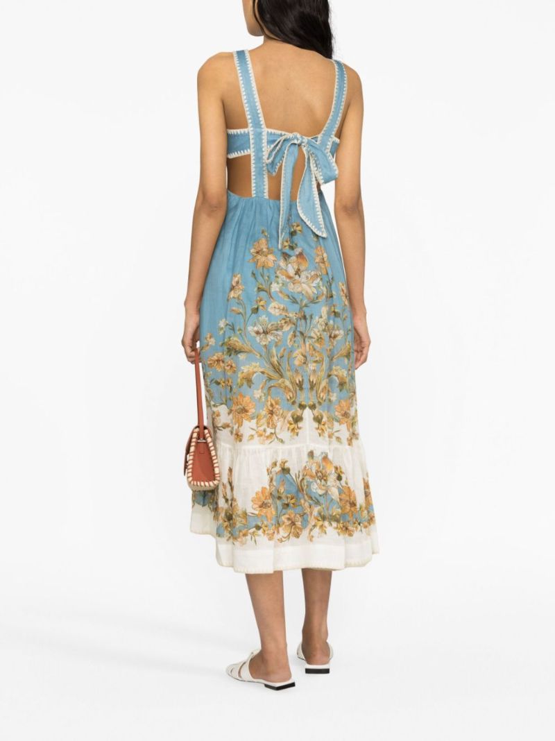 Blue Floral Print Dress