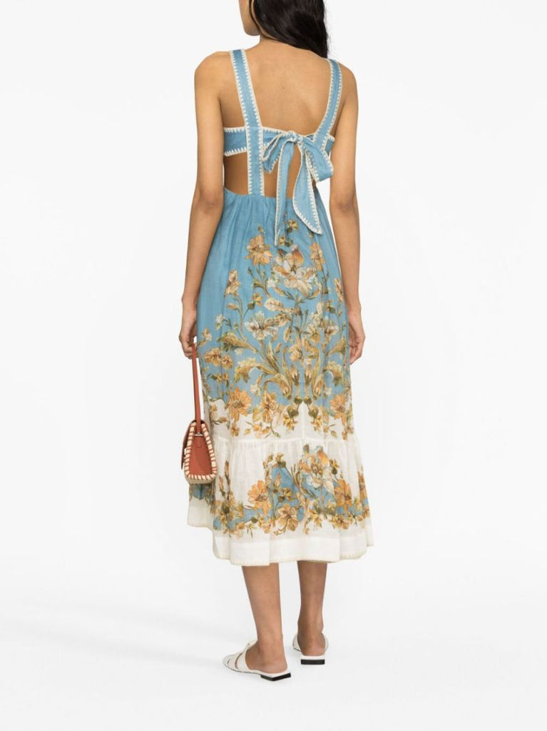 Blue Floral Print Dress