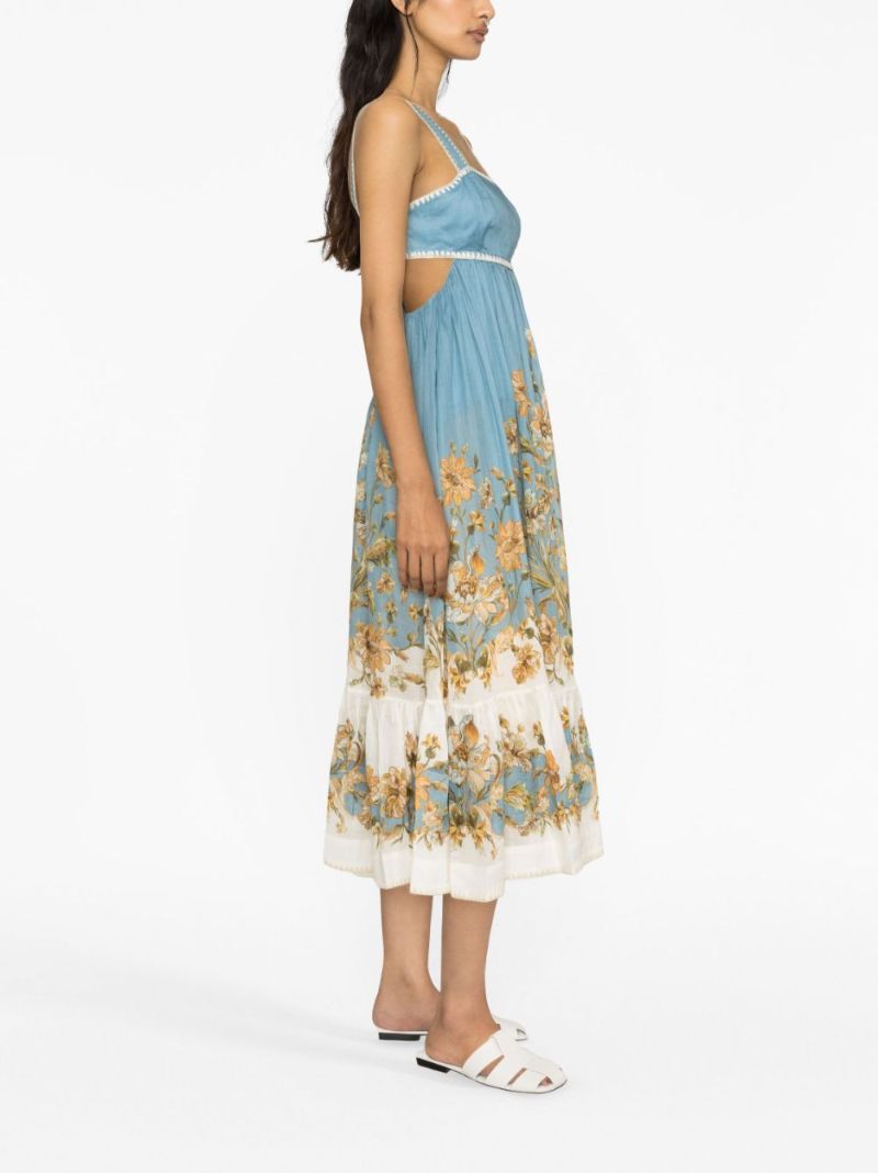 Blue Floral Print Dress
