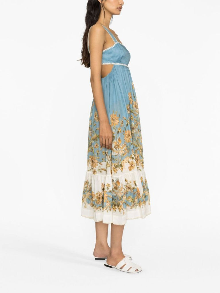 Blue Floral Print Dress