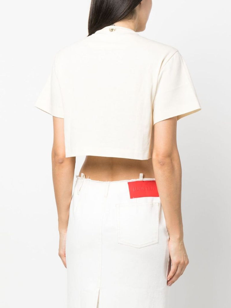 Gold Chainmail-panel Cropped T-shirt