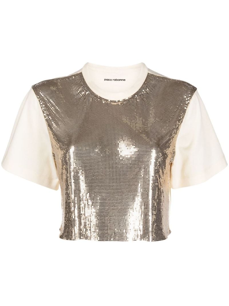 Gold Chainmail-panel Cropped T-shirt