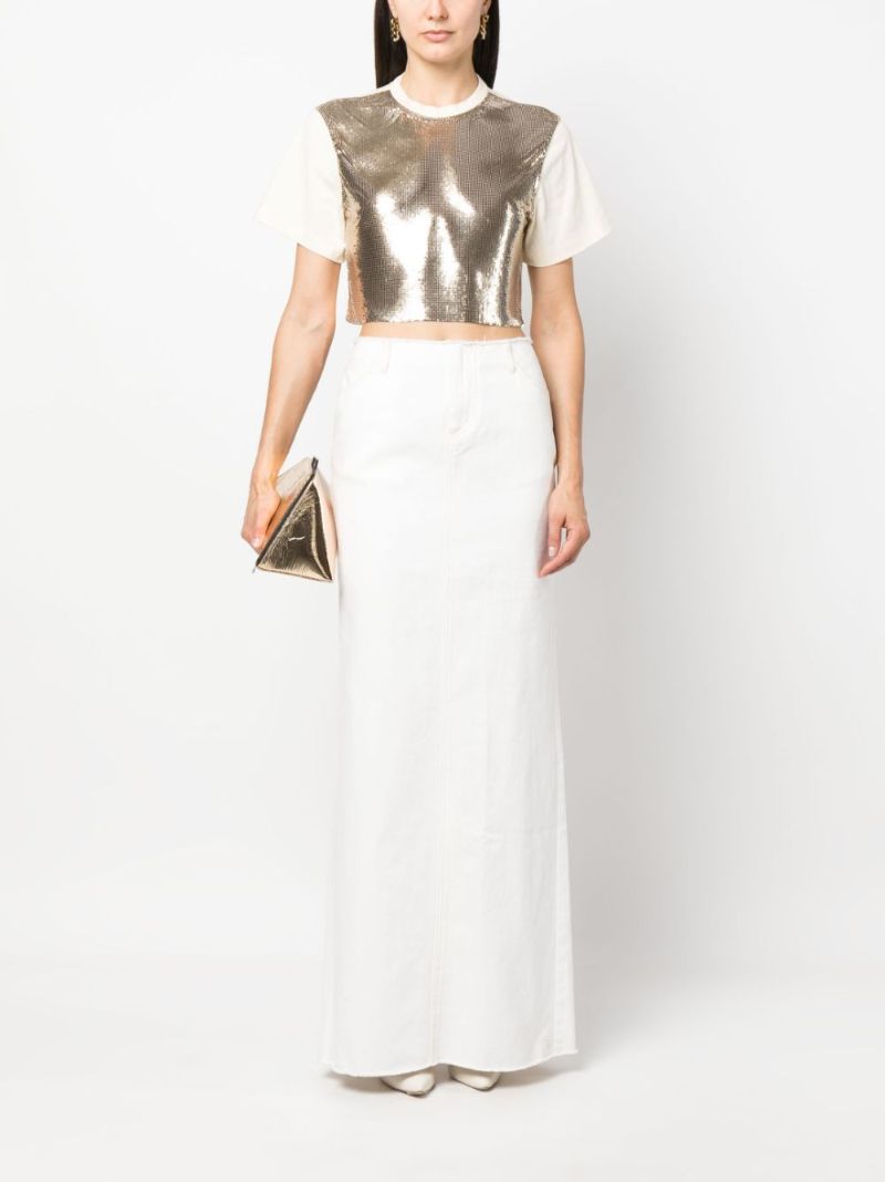 Gold Chainmail-panel Cropped T-shirt