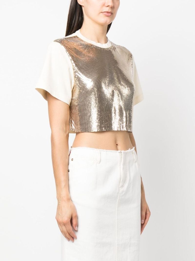 Gold Chainmail-panel Cropped T-shirt