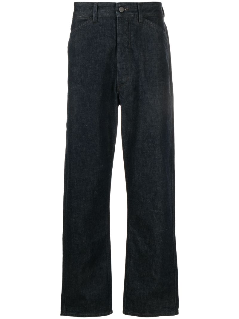 Black Curved Straight Leg Jeans